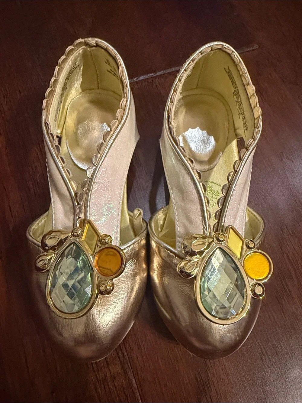 Disney Girls Metallic Rose Gold Jewel Mary Jane Dress Shoes